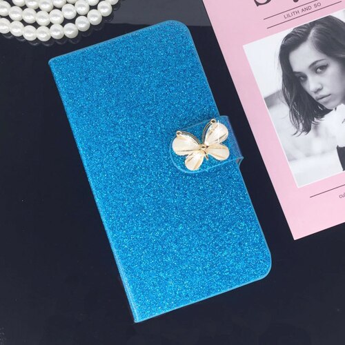 Printing Leather Case for Huawei G Play Mini CHC-U01 Flip Cover for Honor 4C 4 C CHM-U01 CHM-CL00 CHM-UL00 C8818 Phone Cases: Blue Butterfly