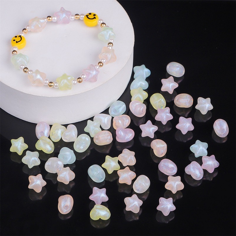 50pcs 10mm Mermaid Color Shiny Star Beads Acrylic Loose Spacer Beads For Jewelry Making Diy Charms Bracelet Necklace Earrings
