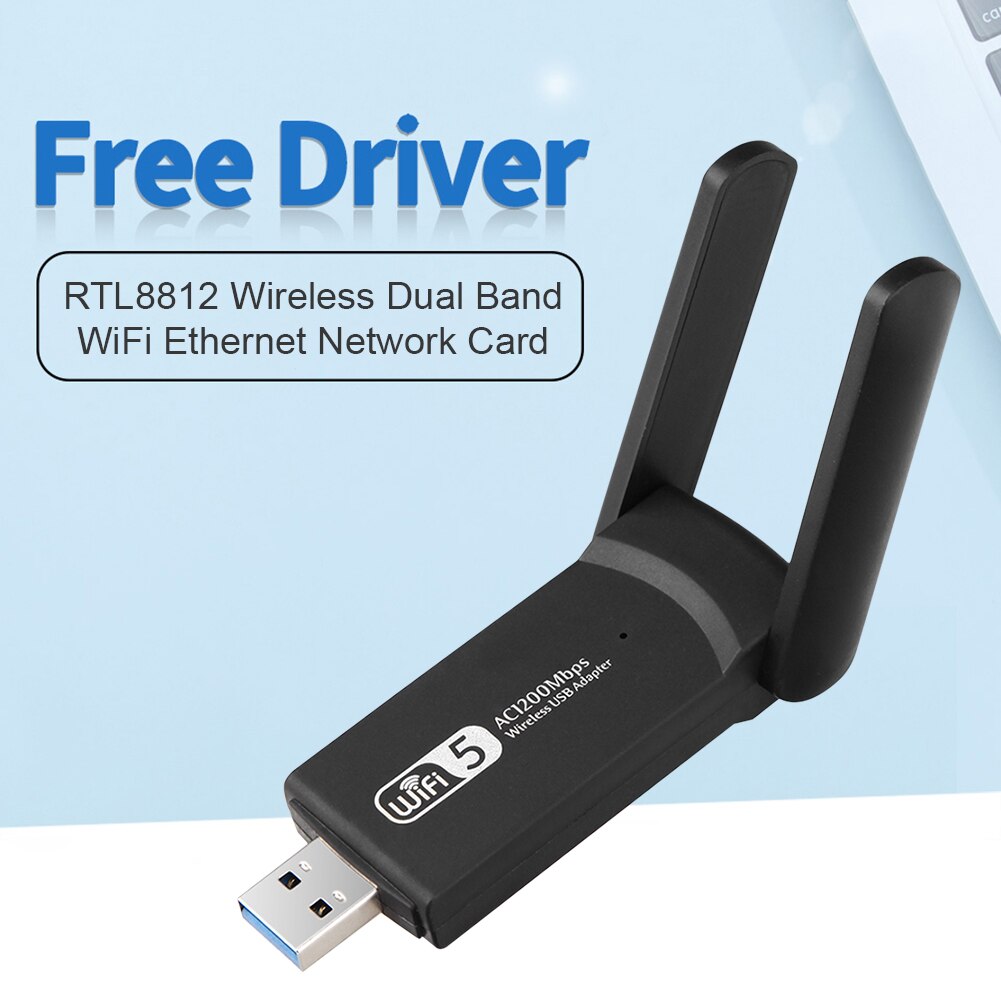 RTL8812 bezprzewodowy dwuzakresowy 2.4G 5.8G WiFi adapter sieci Ethernet 1200 mb/s karta sieciowa zewnętrznych podwójna antena