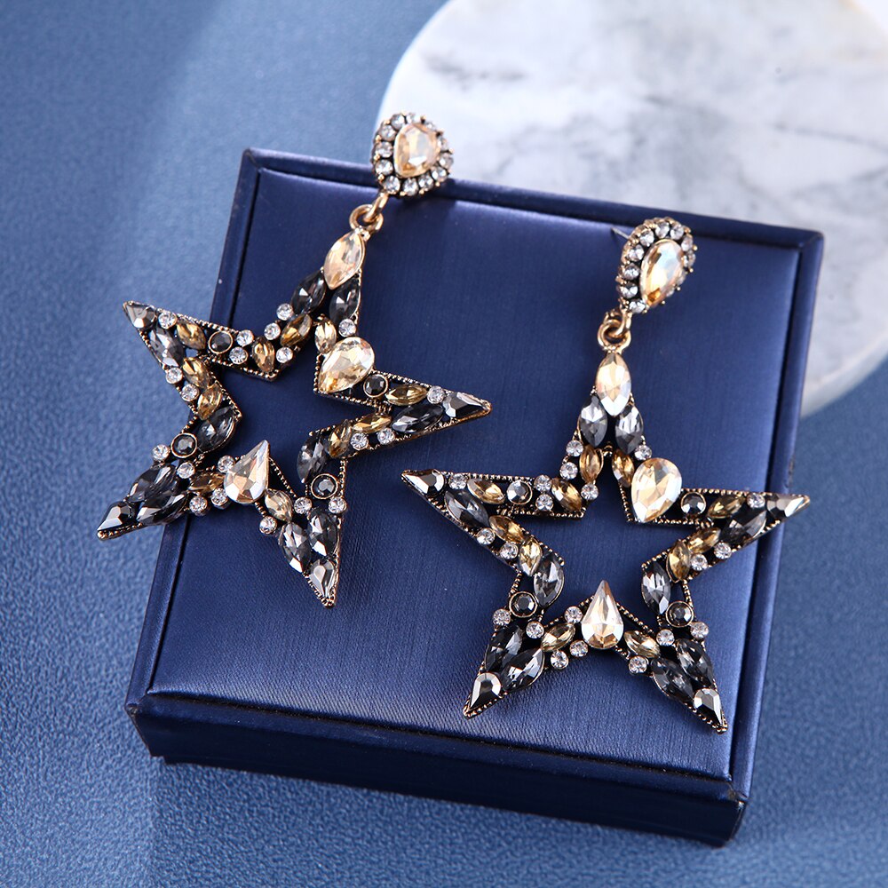 Ztech Luxury Big Champagne Rhinestone Series Vintage Earrings For Women Gilrs Statement Trend Boho Jewelry Brincos Pendientes: 24