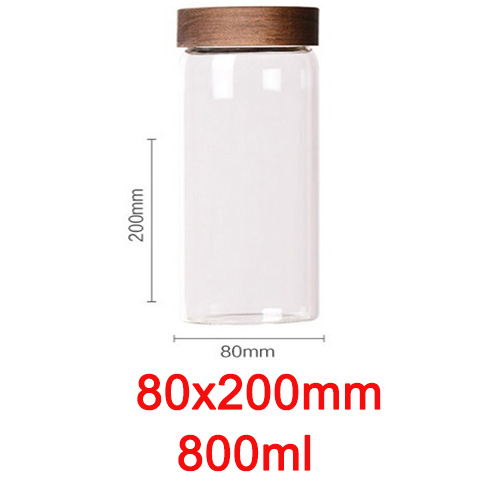 Køkken krukker slik glas krukke med låg sukker skål opbevaring krukker til krydderier glas beholdere til mad kaffe / te / konditor glas: 80 x 200mm 800ml