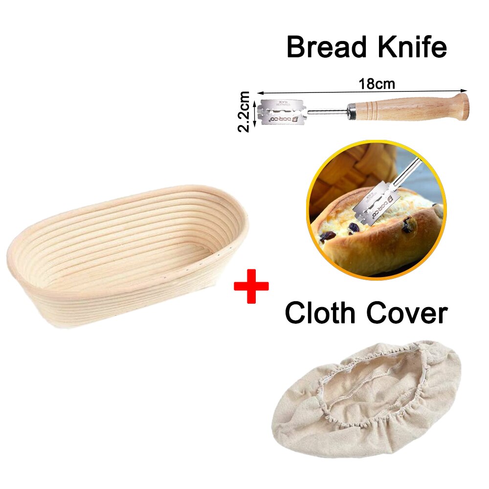 Round /Oval Banneton Bread Basket Brotform Bread Fermentation Rattan Basket Dough Mass Bread Proofing Proving Basket DIY Tool: 25X15X8CM set