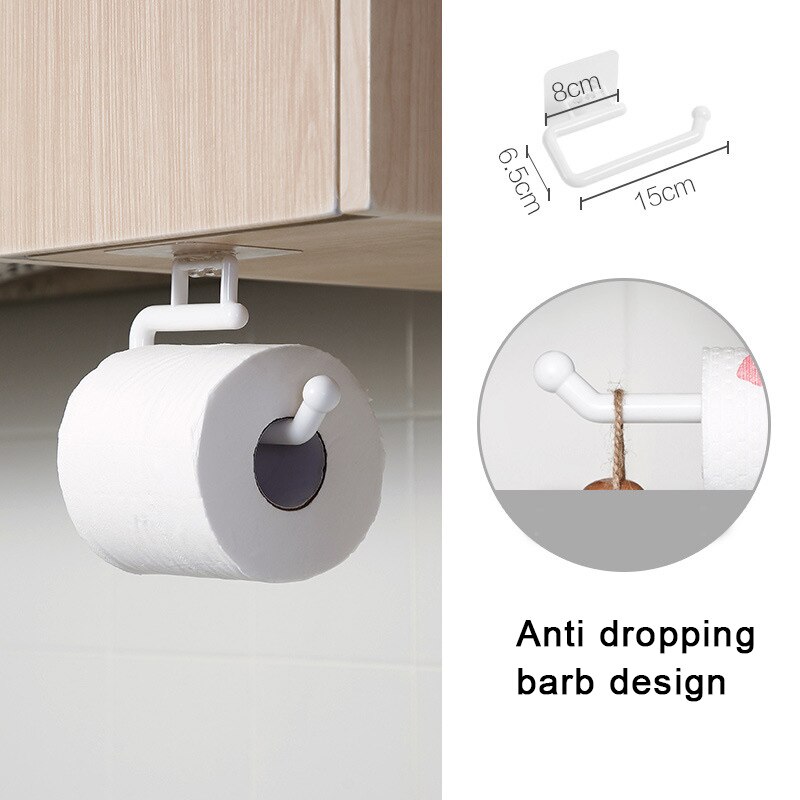 Køkkenpapirrulleholder håndklædeholder rack barskab rag hængende holder badeværelse arrangør hylde toiletpapirholdere