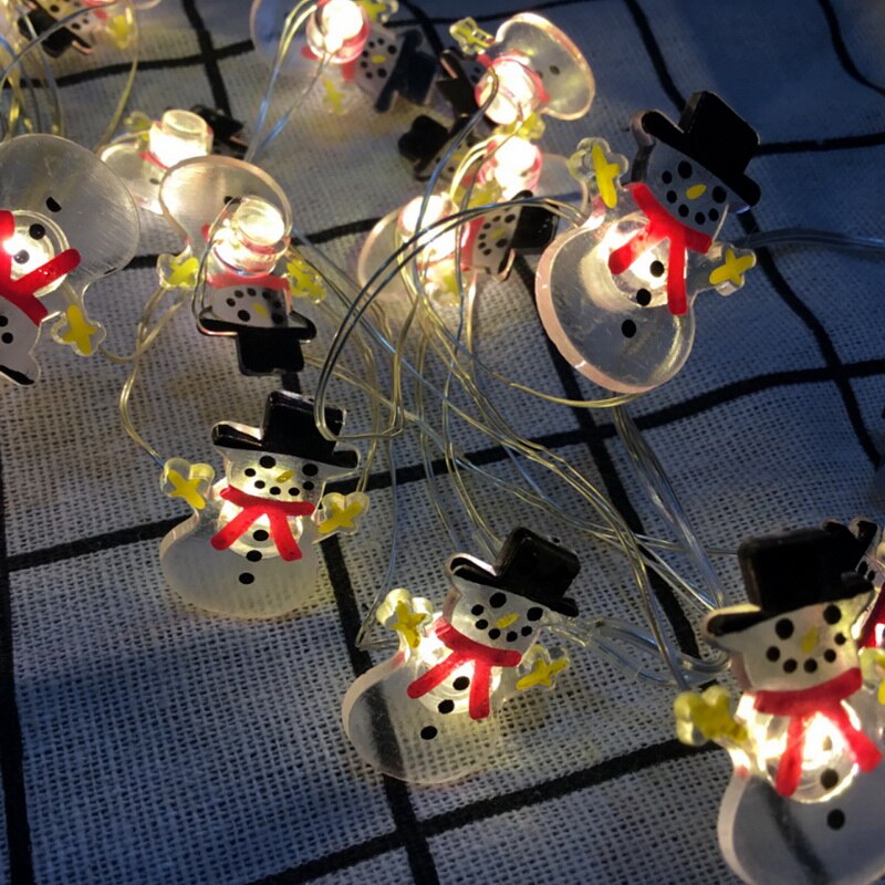 Christmas Decoration Outdoor Waterproof String Light Deer Snowman Snowflake Copper Wire Christmas Day String Lights 2M 20 Lights: Black hat snowman
