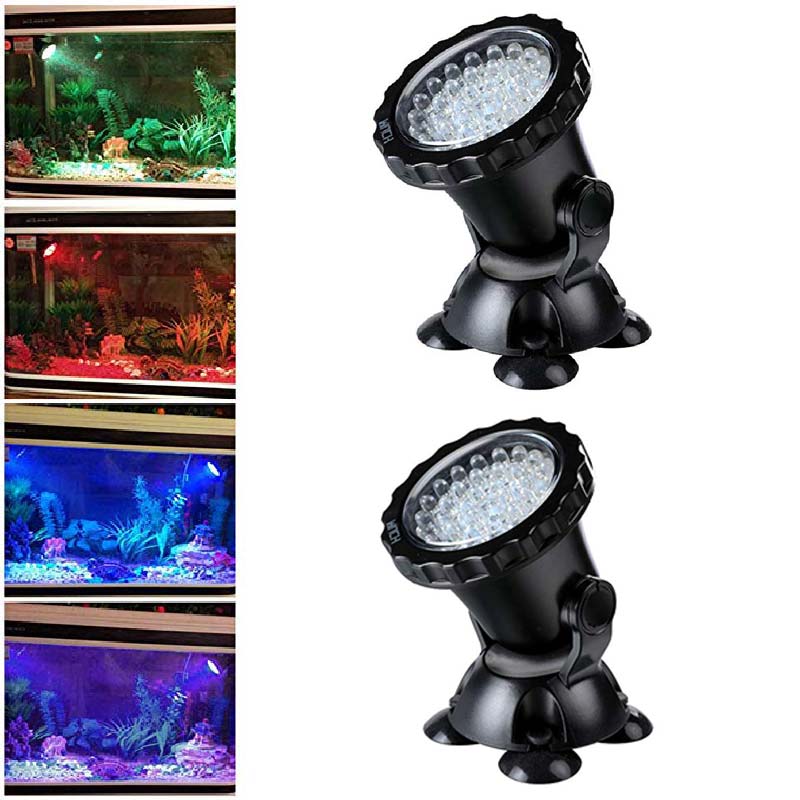 1 set 1/2/3/4/5 light Waterproof IP68 RGB 36 LED Underwater Spot Light For Swimming Pool Fountains Pond Water Garden Aquarium: 1 set 2 light / 220V