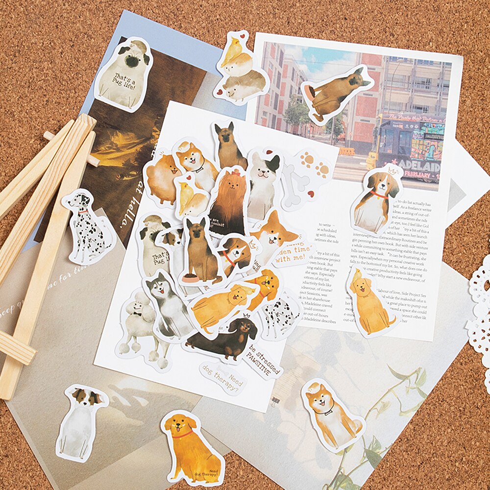 46pcs Cute Mini Stickers For Kids Animal Puppy Dog Decoration Scrapbook Decoration Stationery DIY Handbook Album Adhesive Label