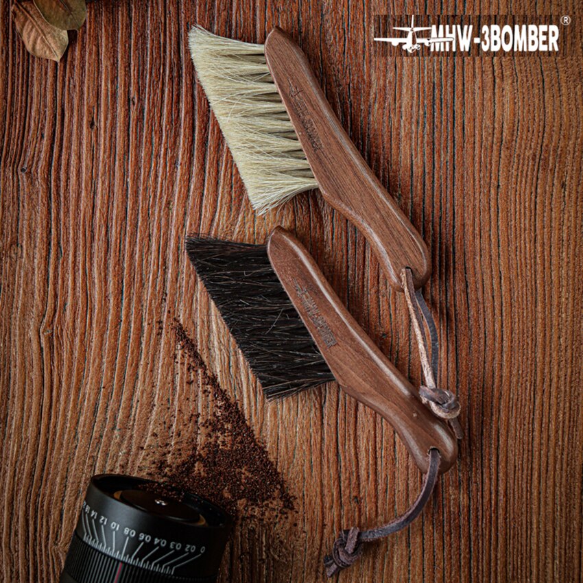 Koffie Borstel Walnoot Handvat Koffiemolen Machine Borstel Paard Haar Houten Stofborstel Cleaning Tools Voor Barista