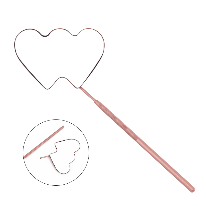 1pcs Stainless Steel Eyelash Checking Mirror Double Heart Shaped Magnifying Inspect Makeup Mirror Lash Extension Beauty Tools: Yellow