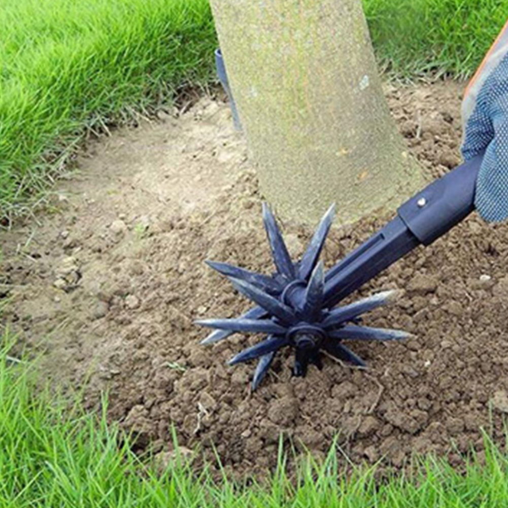 2 in 1 Attrezzatura agricola aeratore per prato Scarificatore per terreno da giardino Giardinaggio rotante timone Coltivatore Attrezzi agricoli giardino Prato squartatore