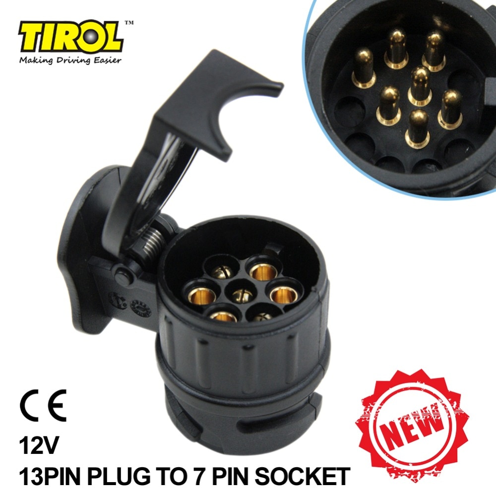TIRO 13 To 7 Pin Trailer Adapter Black frosted materials Trailer Wiring Connector 12V Towbar Towing Plug N T22775a