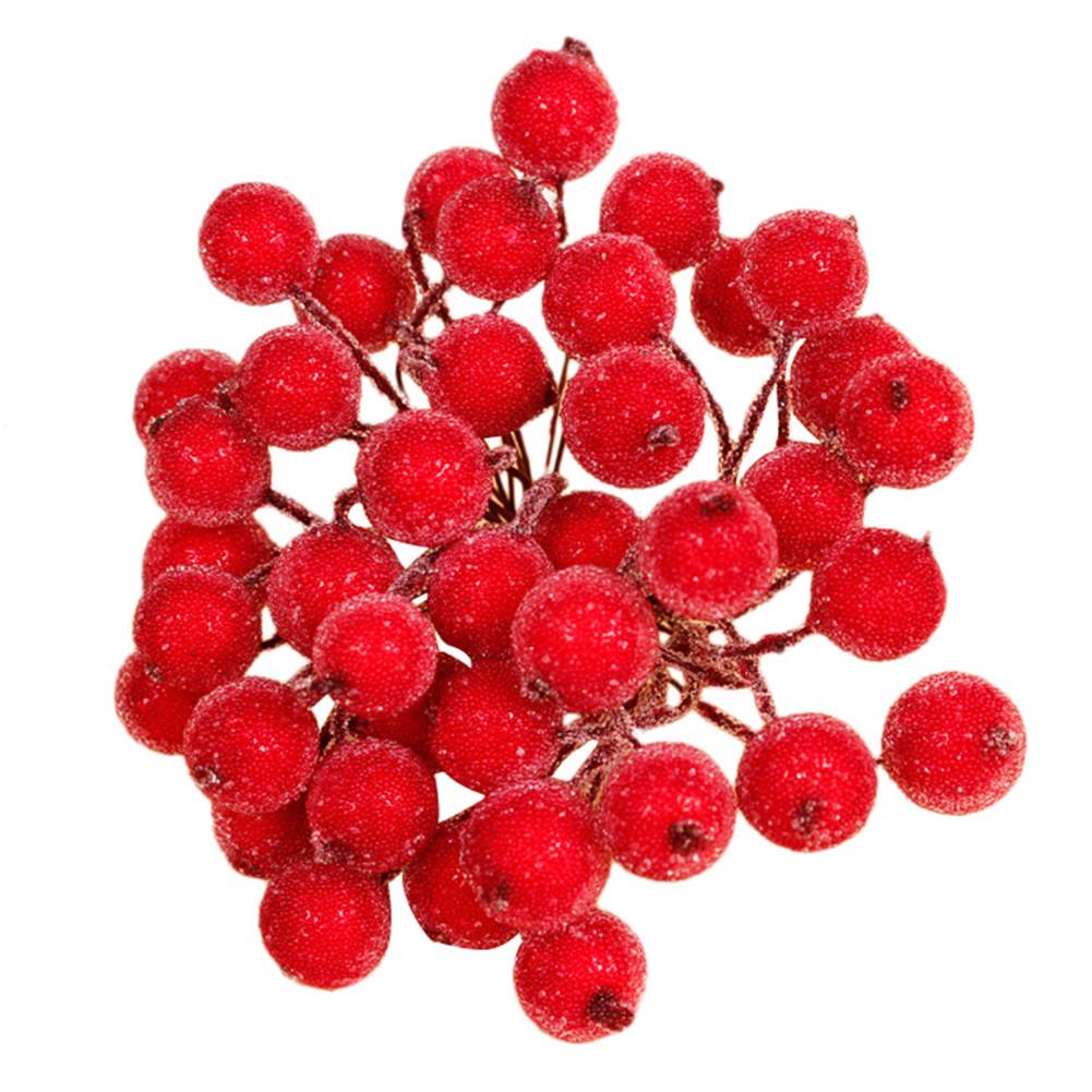 40 stk skum simulation frugt gør det selv julebær fest mini jul frostet frugt bær kunstig skum plante frugt: Rød