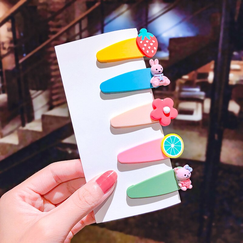 5 pieces Acrylic frosted children hairpin candy color cute animal hairpin girl baby bangs hairpin hair accessories: 4