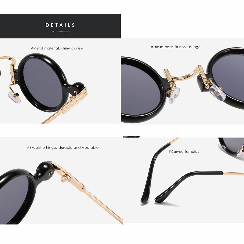 Gafas De Sol redondas pequeñas para hombre y mujer, lentes De Sol Retro Steampunk con montura De Metal, UV400
