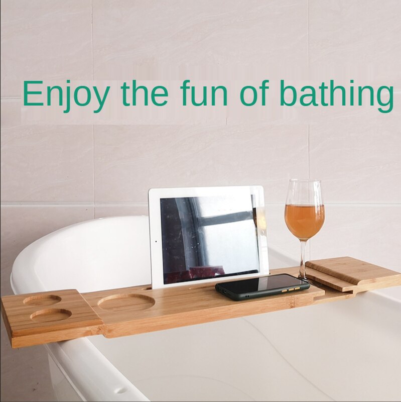 Bamboo Spa Bathtub Book Wine Holder Non Slip Bottom Sides Bathroom Accessories Multipurpose Bathtub Rack Stand Holder Tool