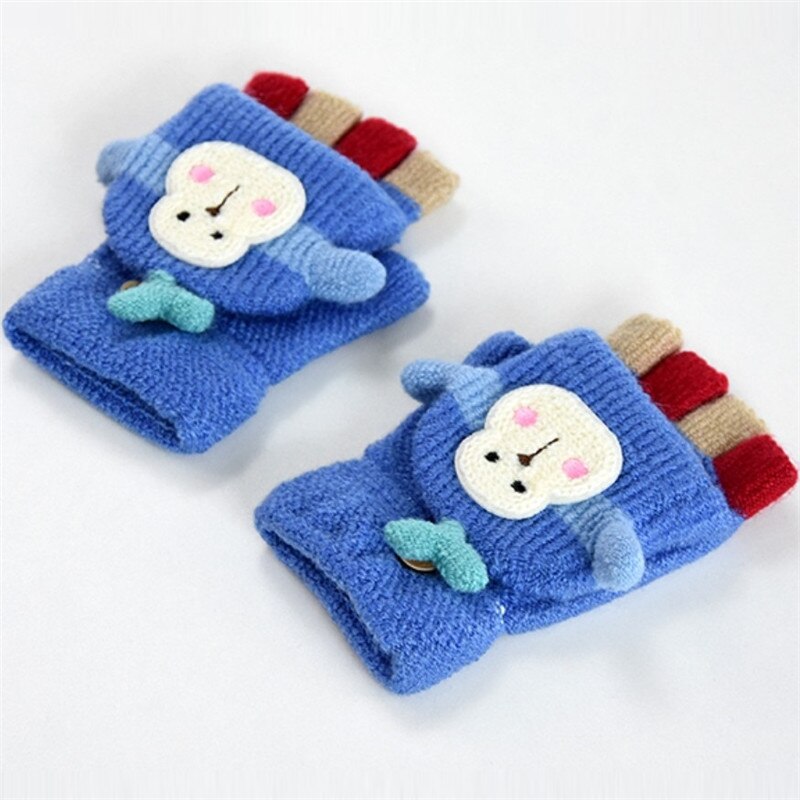 Leuke Baby Handschoenen Winter Warm Kids Handschoenen voor 1 tot 5 Y Kind Handschoenen Kindje Vinger Handschoenen met Flip Wanten: blue