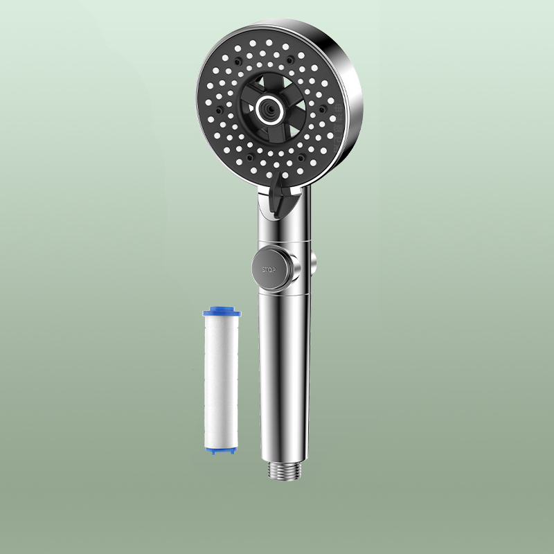Household Super Shower Set Dechlorinating Light Luxury Booster Spray Shower Head High Pressure Bathroom Purifying Booster Spraye: Clear