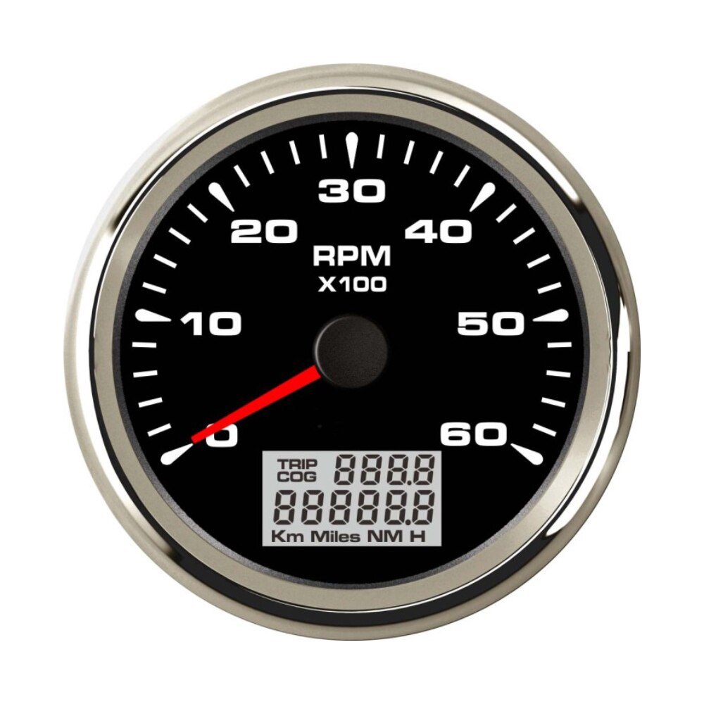 85mm Univesal Tachometer RPM Gauge Rev with Hourmeter 9-32V 8 Colorful Backlights: 6K BS