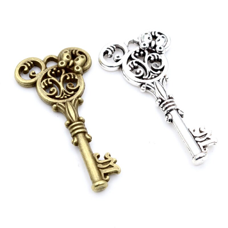 5 pièces breloques Vintage souris clé 46x22mm Antique argent couleur plaqué pendentifs faisant bricolage à la main tibétain trouver des bijoux