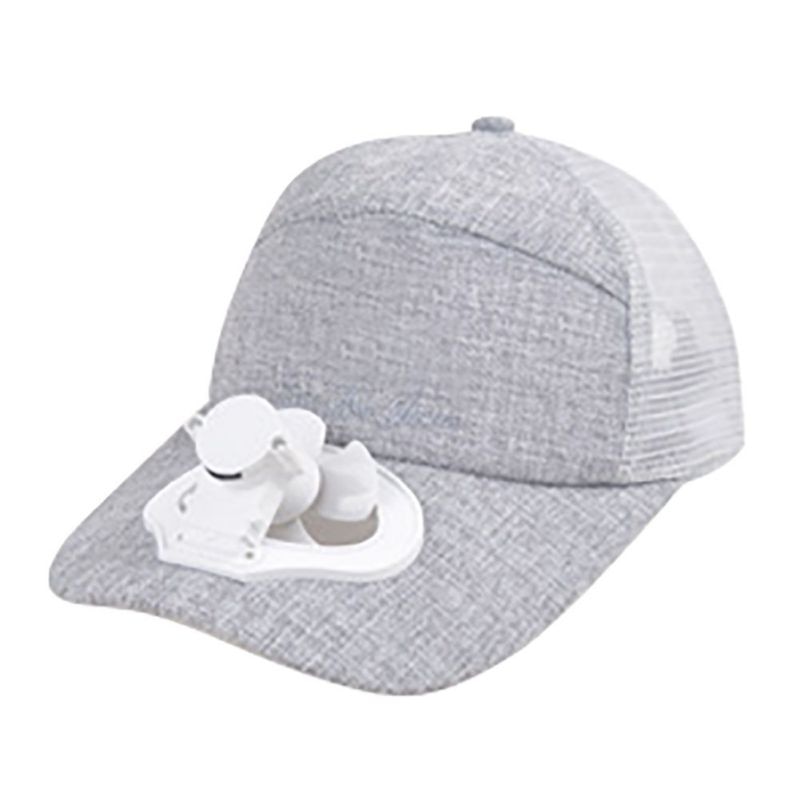 Utomhus unisex fläkthatt usb laddningsfläkt kylning basebollhatt fläktkeps solhatt spetsad keps/panel på kepsens främre hatt: Grå