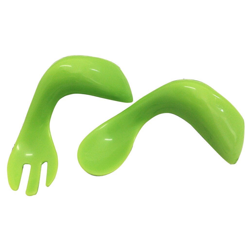 Formación de los niños ayudante de plástico curva juego de tenedor cuchara chico vajilla cubiertos Kit de Casa suministros: NO2