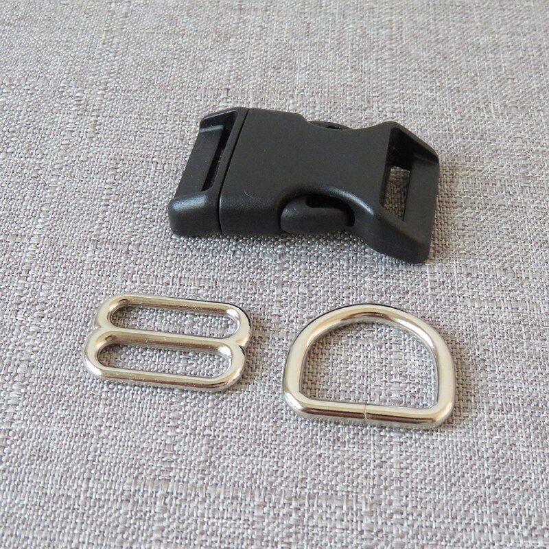 10 sets/lot 25mm webbing plastic breakaway buckle metal D ring strap belt slider for pet dog collar necklace handmade accessory