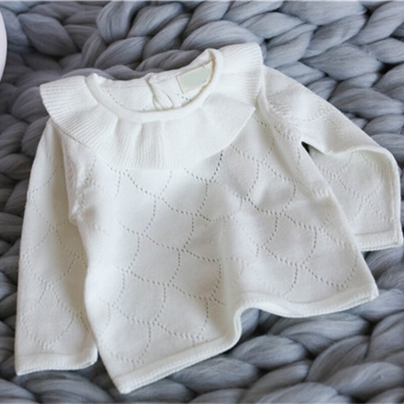 Ruches Kraag Trui Kinderkleding Breien Lange Mouwen Kinderen Baby Meisjes Tops 0-3t Lente Herfst
