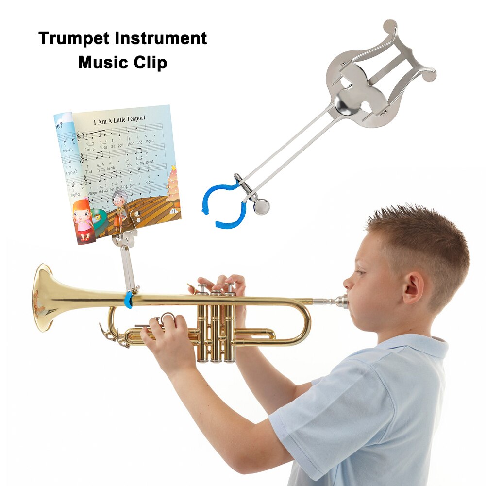 Portable Metal Trumpet Sheet Music Clip Clamp-On Musical Instrument Accessories Trumpet Marching Spectrum Clamp
