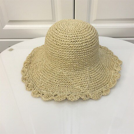 Kant Winddicht Tie Met Grote Rand Papyri Zonnehoed Voor Dames Zomer Outdoor Zonnehoed Opvouwbare