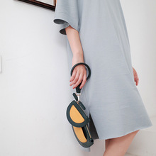 Vrouwen Contrast kleur Lange Mode Rits Clutch Handtas Mobiele Telefoon Kaarthouder Portemonnee Dunne Halve Cirkel portemonnee