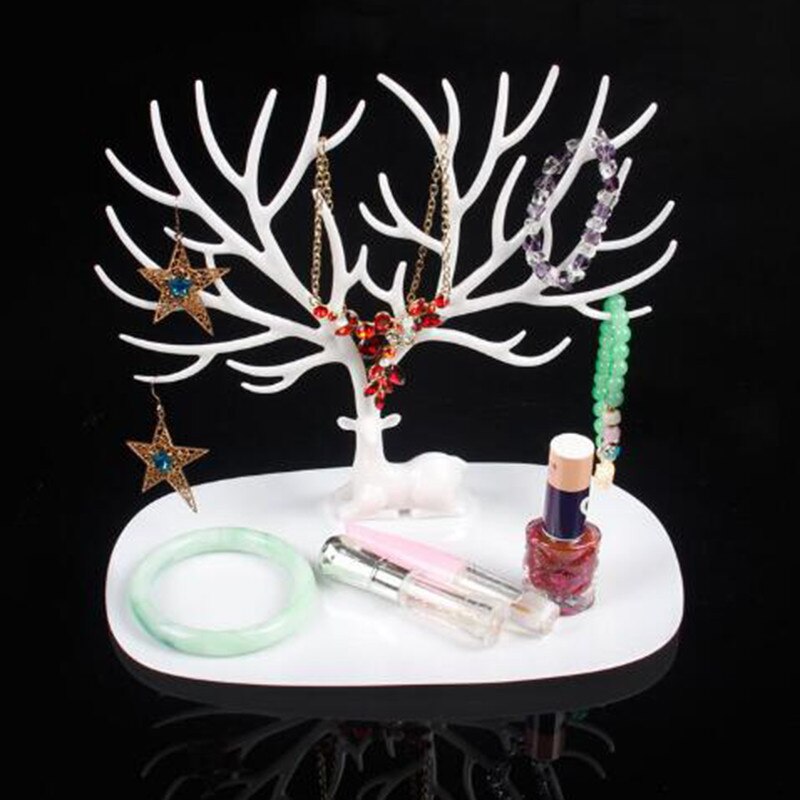 Damesmode sieraden ketting armbanden oorbellen ringen hertenstandaard display organizer houder showrek met plank 2019 heet: Klein wit