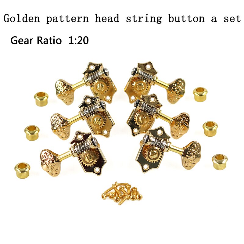 Taiwan produced electric folk guitar string button completely closed open gold silver copper black retro pattern imitation jade: TAIWAN DJ426G-D6X