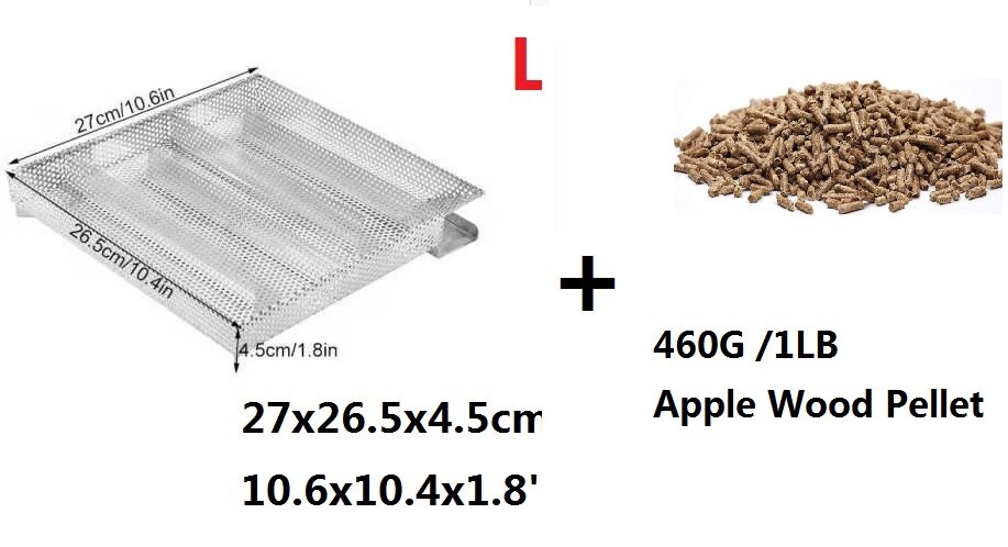 Rustfrit stål pellet røg generator madlavningsværktøj til bbq grill eller kold ryge boks grill kød fisk ost grill værktøj: L 1lb træpiller
