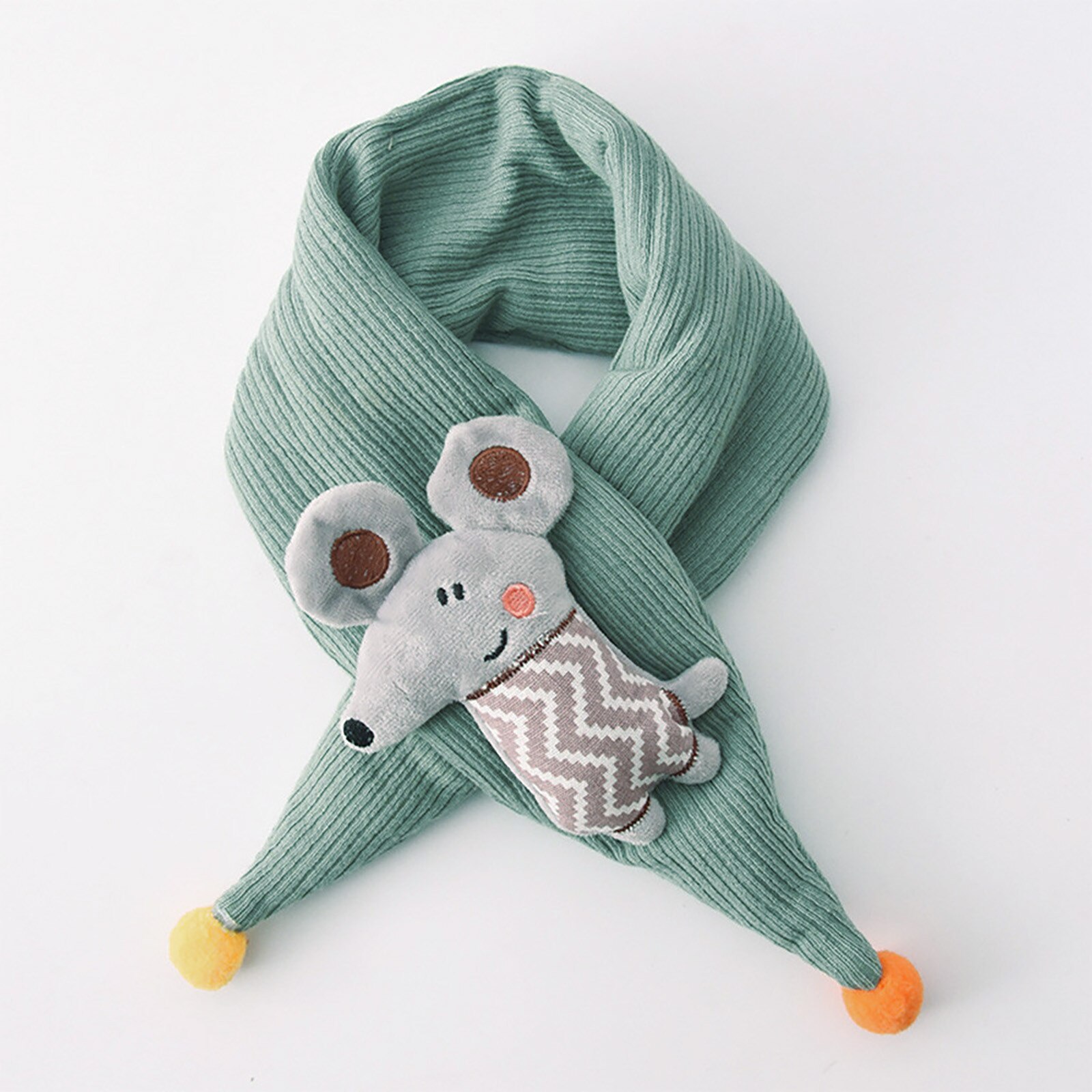 25 # meninos meninas crianças dos desenhos animados bonito xales cachecóis colarinho espessamento cachecol do bebê inverno lenço de algodão macio bandana outono presentes quentes: Green 
