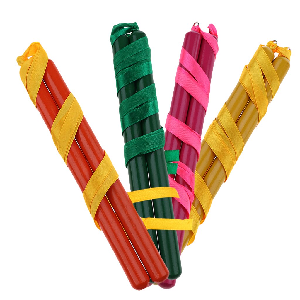 2Pcs Rhythm Sticks With Coloured Ribbon Percussion For Children
