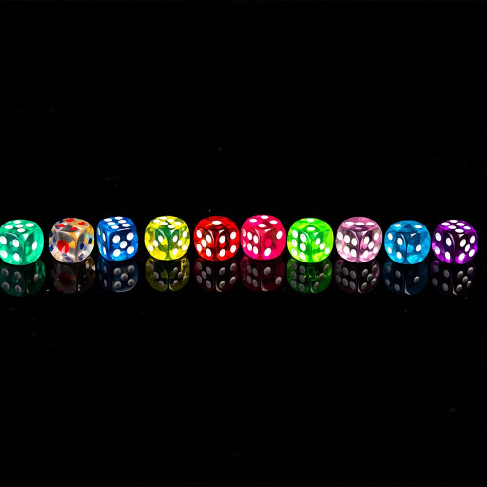 10 Pcs 14Mm Transparant Clear Kleurrijke Ronde Hoek Cubes Acryl Club Game Dice Gokken Board Game