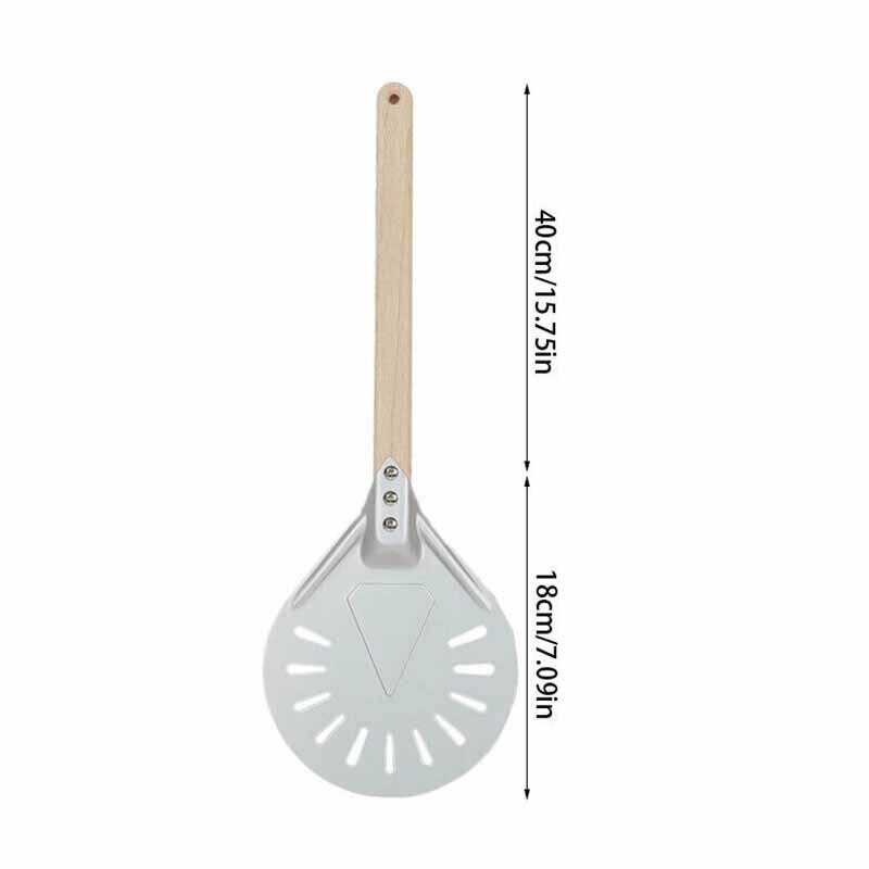 Perforated Pizza Turning Peel Pizza Shovel Aluminum Pizza Peel Paddle Short Pizza Tool Non Slip Wooden Handle Pizza Shovel