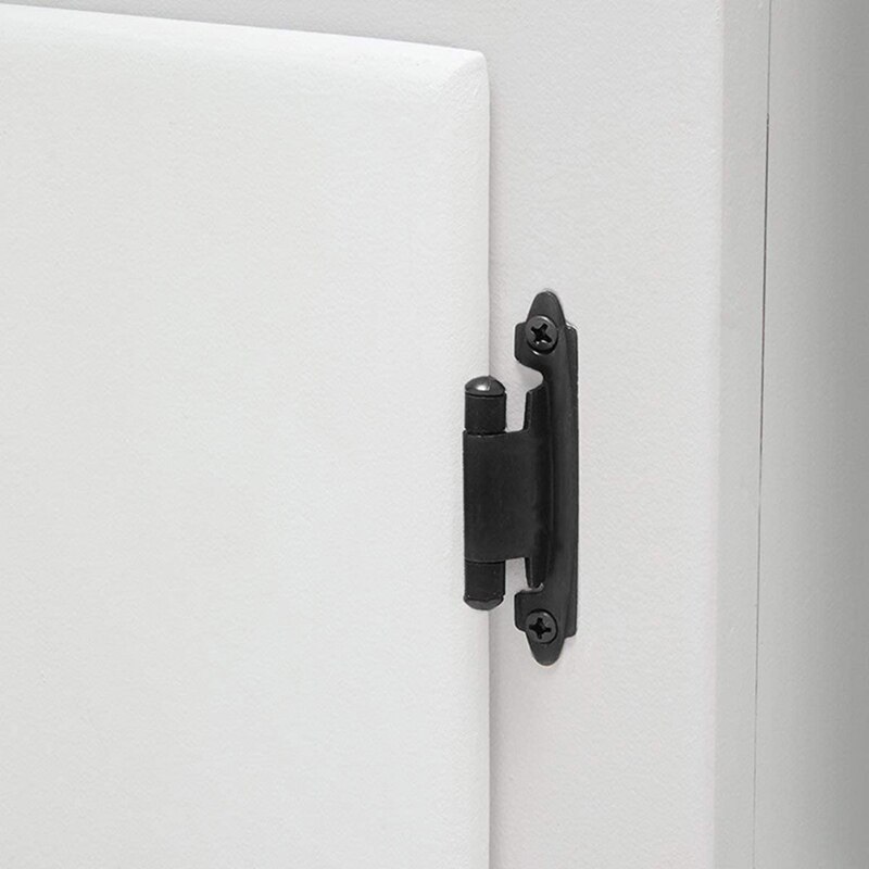 Face Mount Self Closing 3/8 inch Inset Black Cabinet Hinge Multi-Fold Overlay Cabinet Door Flush Hinges 16 Pack