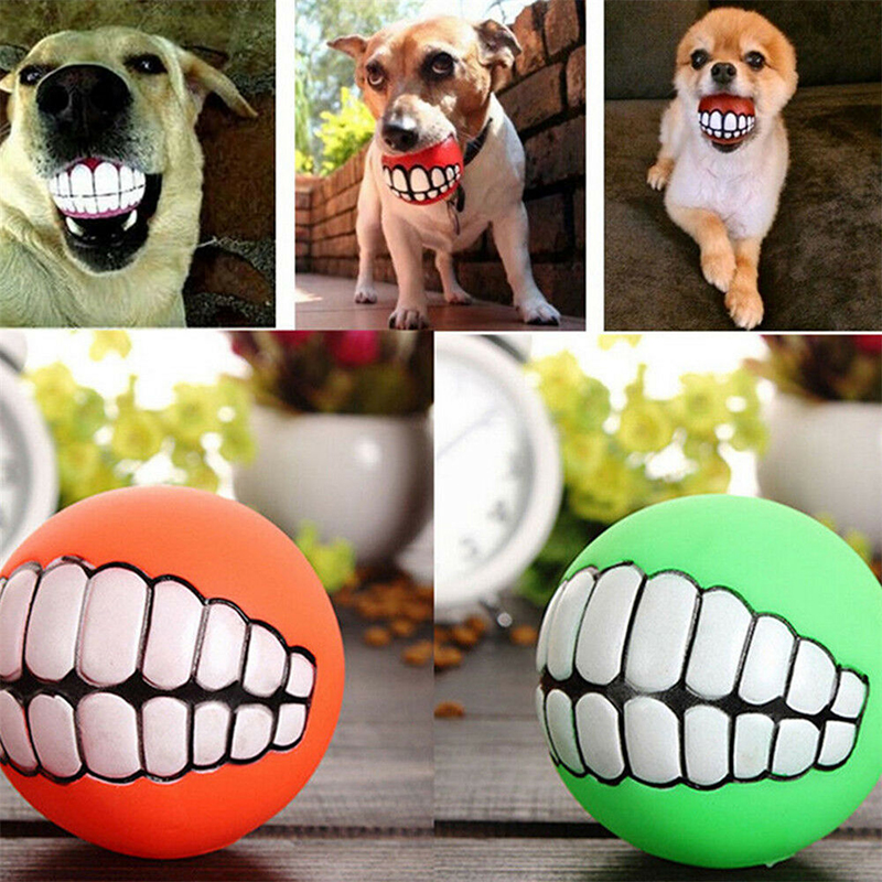 Pet Dog Funny Ball Teeth Chew Toys Dogs Play Fetching Squeak Toys Pet Supplies Dog Chew Toy
