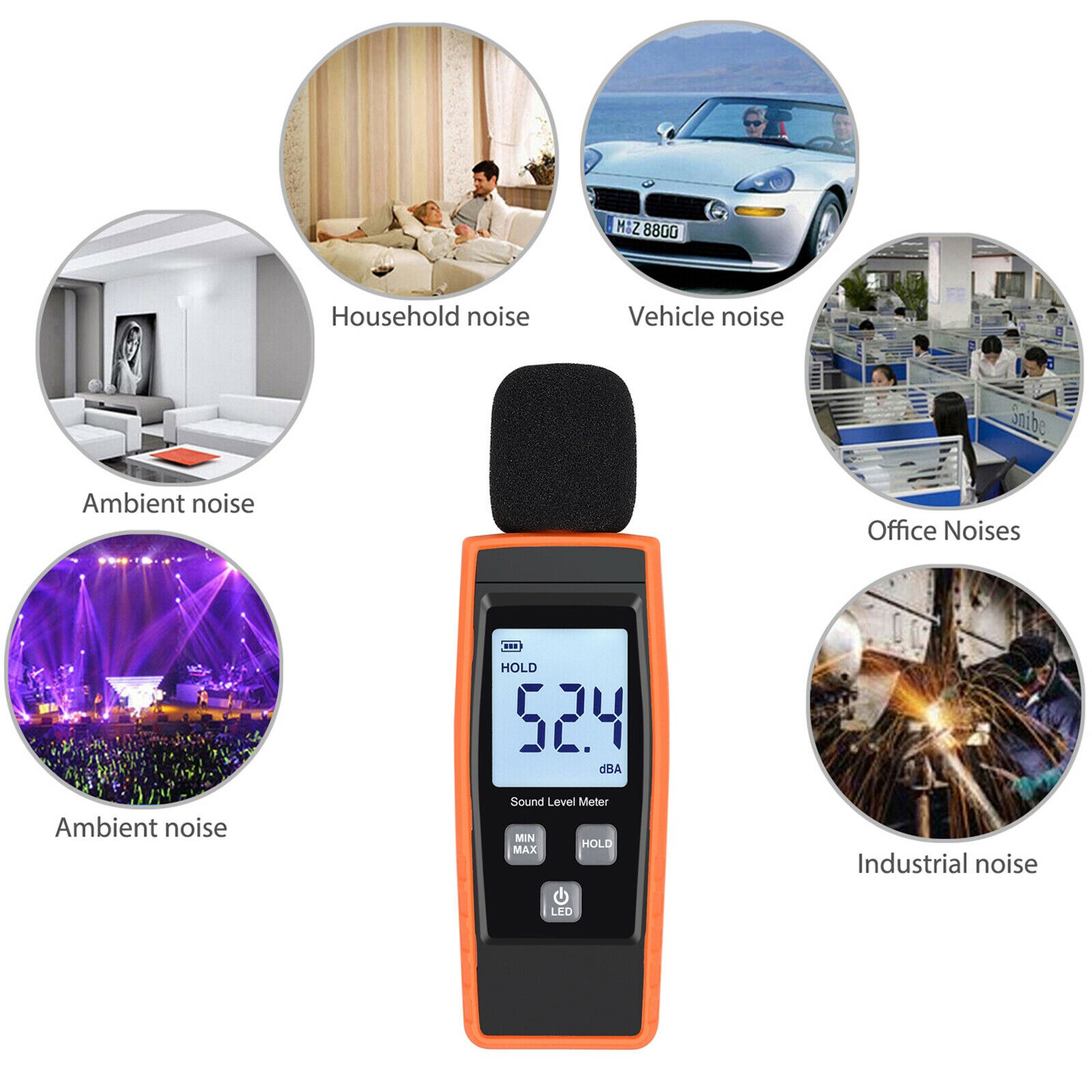 Sound Lever Meter Noise Measuring Instrument 30~130db Digital Display Decibel Indicator db Meter For Household Office