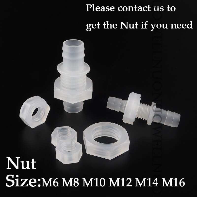 10Pcs 8~12mm M14~M16 Thread PP Straight Connectors Aquarium Fish Tank Plastic Pagoda Joints Food Grade Air Pump Hose Nut Adapter