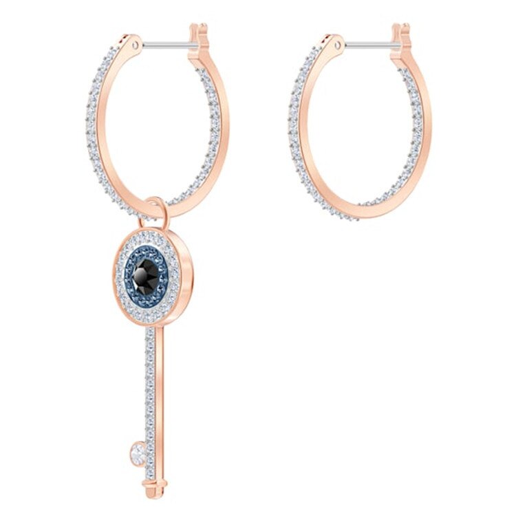 Blue Devil's Eye Necklace Icy Wind Pendant Rose Gold Bracelet Tassel Female Earrings Jewelry Sets: A7