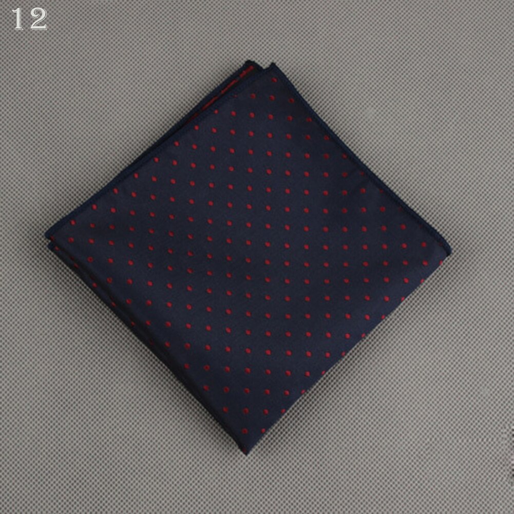 Luxury Men's Handkerchief Polka Dot Striped Floral Printed Hankies Polyester Hanky Business Pocket Square Chest Towel 23*23CM: 12