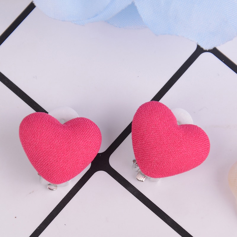 1 Paar Roze Hart En Star Bloemvorm Kinderen Oorbellen Mooie Oorbellen Voor Meisjes Zonder Oor Gat Clip Oorbellen