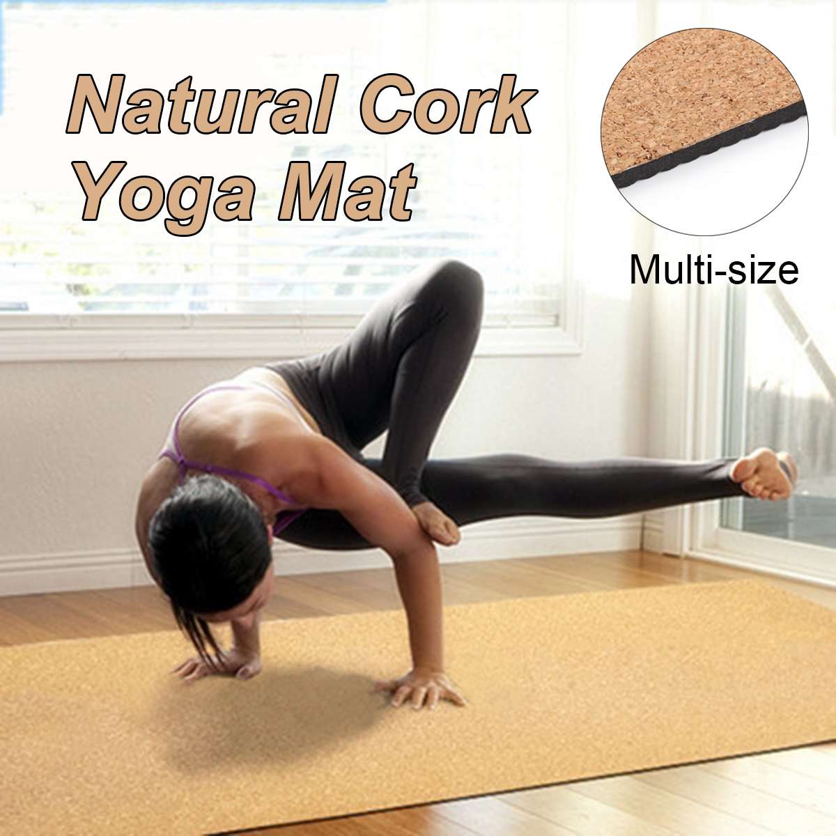 4/5/6/8 Mm Natuurlijke Kurk Tpe Yoga Mat Antislip Fitness Gym Oefening Sport Absorberen Zweet pilates Pads 183X61cm Yoga Matten