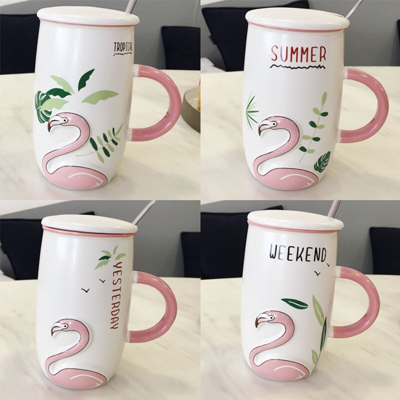 Oussirro flamingo kuvio luonnollinen marmori posliini kahvimuki teetä maito kuppi hääpäivä