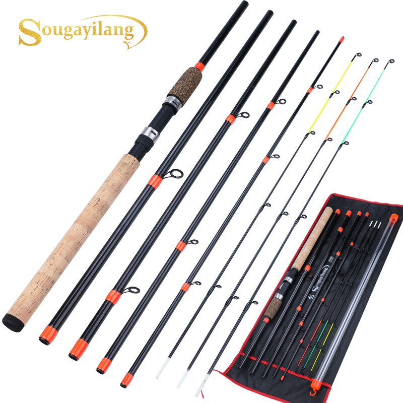 Sougayilang Feeder Fishing Rod Lengthened Handle 6 Sections Fishing Rod L M H Power Carbon Fiber Travel Rod Fishing Tackle: violet