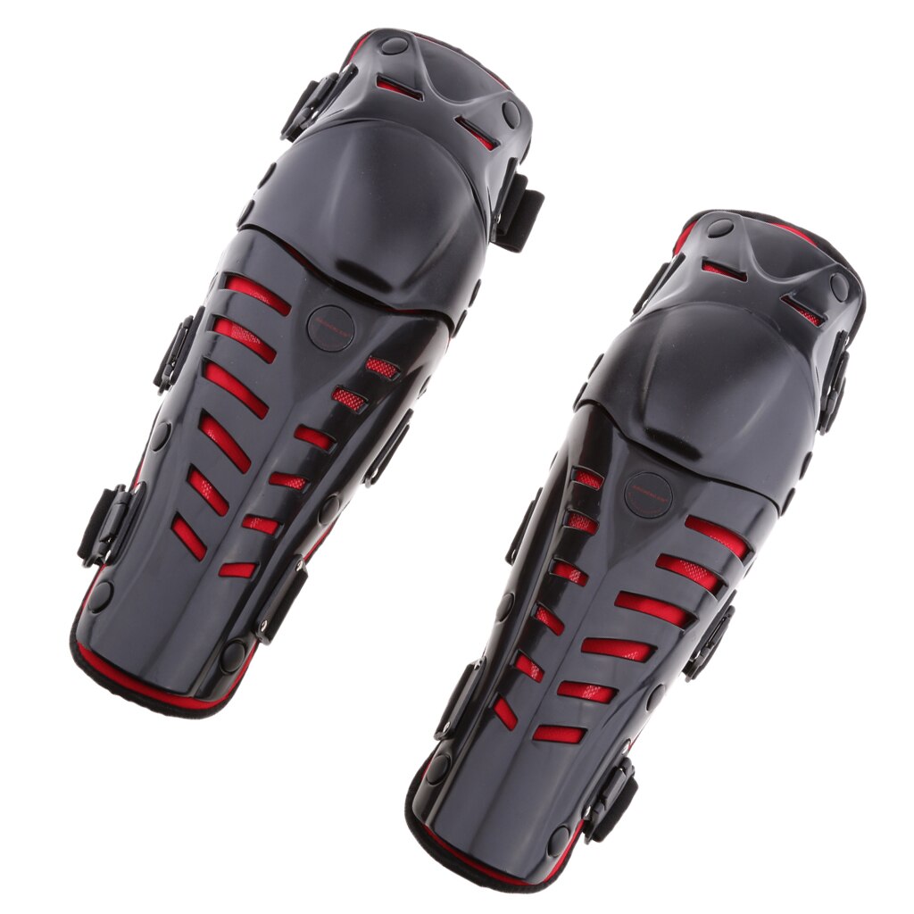 1 Pair Of Adults Knee Shin Armor Protect Guard Pads Accessories With Cement Hook For Motorcycle Motocross Racing Red