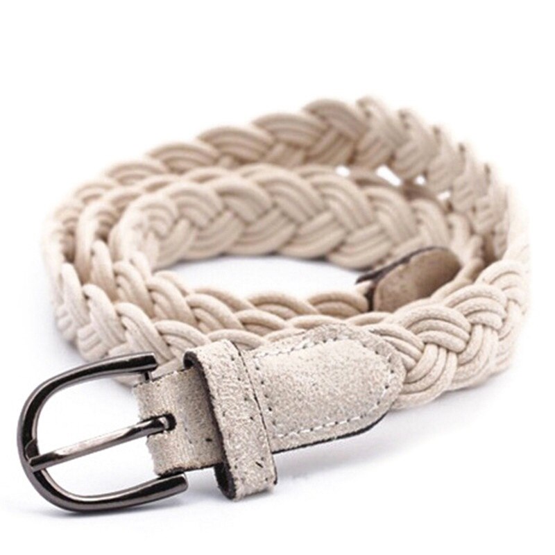 Cinturón trenzado de cuerda de cáñamo para mujer, banda de cintura trenzada, para vestido, hebilla de Metal Multicolor: Beige