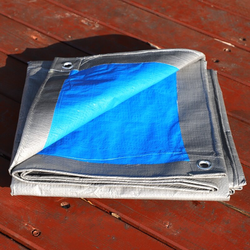 Lona de PE plateada y azul de 0,23mm de grosor, impermeable, para camión, coche, balcón, camión