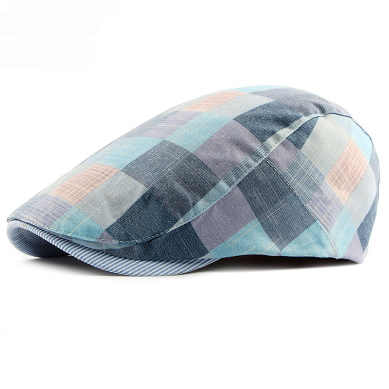 Ht1711 baskerhattar för män kvinnor vår sommar platta kepsar retro rutiga basker femme justerbar unisex herr kvinnor baskermössa